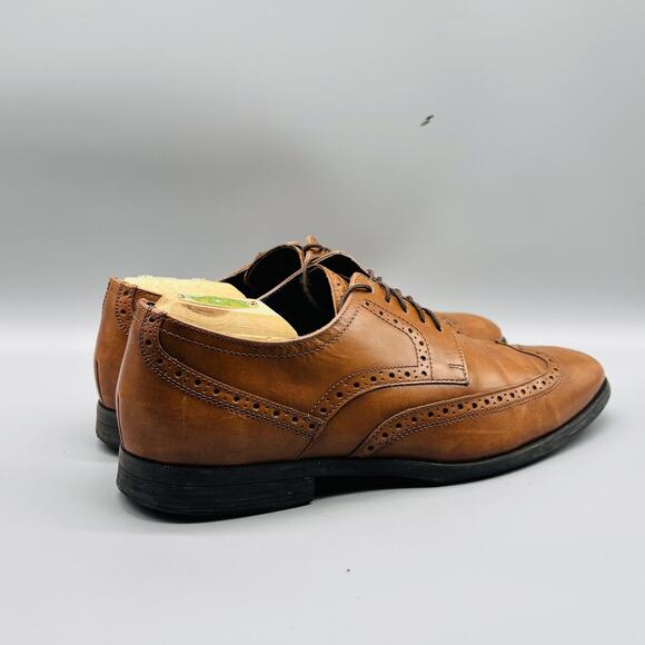 Cole Haan Shoes Mens 9.5 Brown Leather Signature Wingtip Oxford Grand OS Slip On - Picture 7 of 11